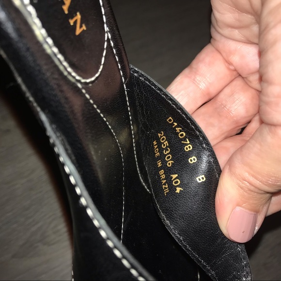 Cole Haan black square toe sandal white topstitch - Picture 4 of 4